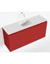 OLAN Komplet badmiljø centreret håndvask B100 cm MDF - Rød/Talkum