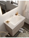 Vica Komplet badmiljø centreret håndvask B80 cm MDF - Røg/Talkum