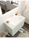 Vica Komplet badmiljø centreret håndvask B80 cm MDF - Svag grøn/Talkum