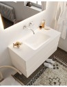 Vica Komplet badmiljø centreret håndvask B100 cm MDF - Linned/Talkum