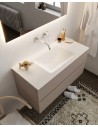 Vica Komplet badmiljø centreret håndvask B100 cm MDF - Røg/Talkum