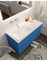 Vica Komplet badmiljø venstrevendt håndvask B100 cm MDF - Jeansblå/Talkum