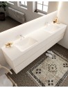 Vica Komplet badmiljø dobbelt håndvask B200 cm MDF - Linned/Talkum