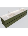 Vica Komplet badmiljø dobbelt håndvask B200 cm MDF - Armygrøn/Talkum