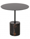 Ines sidebord i metal og marmor H40 x Ø40 cm - Sort/Sort Rød marmor