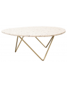 Richard sofabord i metal og terrazzo H40 x B100 x D80 cm - Guld/Hvid terrazzo
