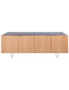Pisa sideboard i metal, marmor og egetræsfinér H71 x B200 x D45 cm - Guld/Eg/Sort marmor