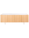 Pisa sideboard i metal, marmor og egetræsfinér H71 x B200 x D45 cm - Guld/Eg/Hvid marmor