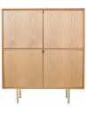 Bob highboard i metal og egetræsfinér H119 x B100 x D45 cm - Guld/Eg