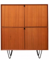 Bob highboard i metal og teaktræsfinér H119 x B100 x D45 cm - Sort/Teak