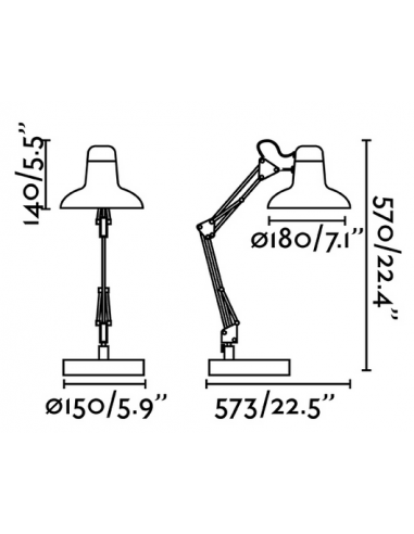 Skrivebordslampe H57 cm 1 x 15W LED -...
