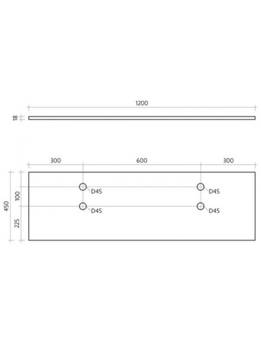 Marcel topplade med afløbshuller 120...