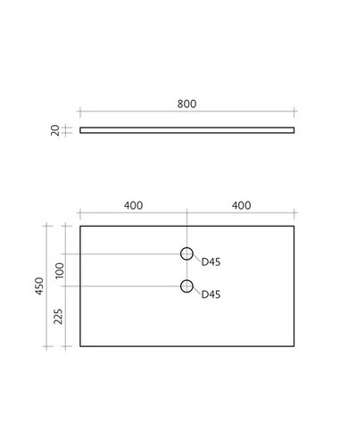 Marcel topplade med afløbshuller 80 x...
