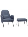 Hübsch Blues lænestol med skammel i metal og polyester H94 cm - Sort/Mørkeblå