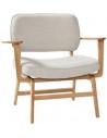 Hübsch Haze lænestol i egetræ og polyester H71 cm - Eg/Grå