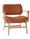 Hübsch Haze lænestol i egetræ og PU-læder H71 cm - Eg/Brun