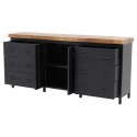 Sideboard med 2 skabe og 6 skuffer - Metal/Egetræ