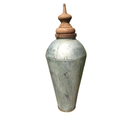 Rustik tønde med låg i metal H38 cm Ø29 cm - Rustik grøn