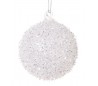 Julekugle i glas Ø8 cm - Hvid/Sølv
