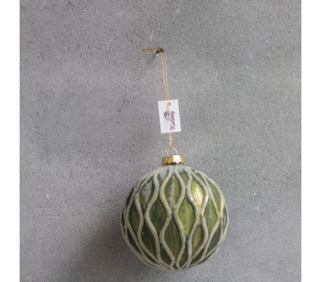 Julekugle i glas Ø8 cm - Mørkegrøn