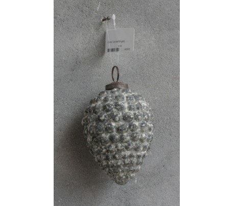 Julekugle i glas Ø10 cm - Marmorgrå