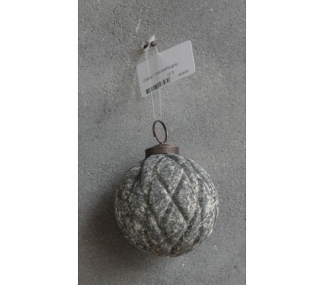 Julekugle i glas Ø10 cm - Marmorgrå