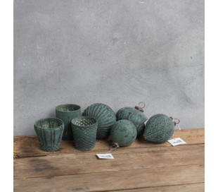 Julekugle i glas Ø7,5 cm - Marmor hvid 2