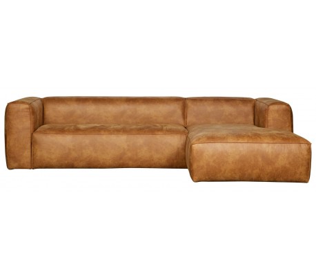 Moderne hjørnesofa i ægte læder 305 x 175 cm - Cognac