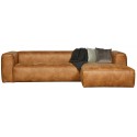 Moderne hjørnesofa i ægte læder 305 x 175 cm - Cognac