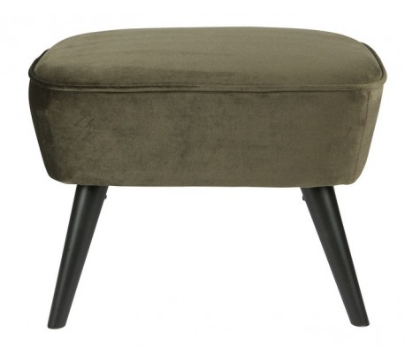 Retro skammel i velour H41 x B56 x D36 cm - Grøn