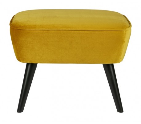 Retro skammel i velour H41 x B56 x D36 cm - Varm grøn