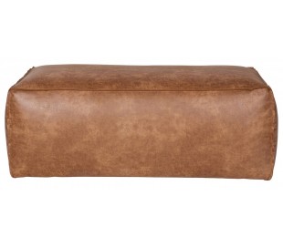 Skammel i ægte læder H43 x B120 x D60 cm - Vintage sort