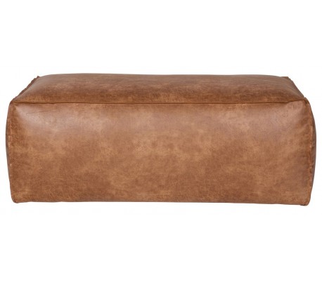 Skammel i ægte læder H43 x B120 x D60 cm - Vintage sort