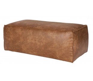 Skammel i ægte læder H43 x B120 x D60 cm - Vintage sort 2