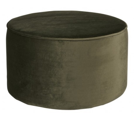 Retro skammel i velour H36 x Ø60 cm - Grøn