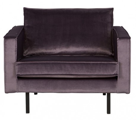 Lænestol i velour B105 cm - Lysegrå