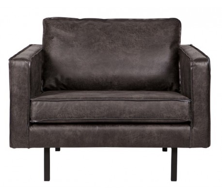 Lænestol i ægte læder B105 cm - Vintage armygrøn