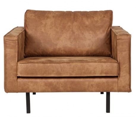 Lænestol i ægte læder B105 cm - Vintage sort