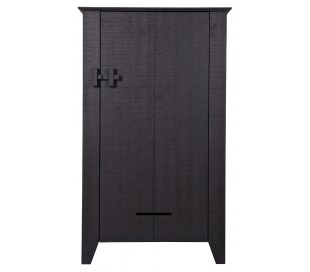 Skab i lakeret fyrretræ H142 x B85 x D38 cm - Børstet hvid