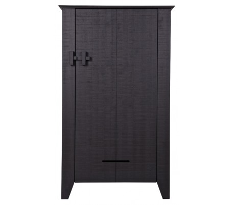 Skab i lakeret fyrretræ H142 x B85 x D38 cm - Børstet hvid