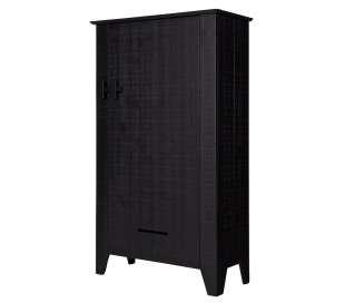 Skab i lakeret fyrretræ H142 x B85 x D38 cm - Børstet hvid 2