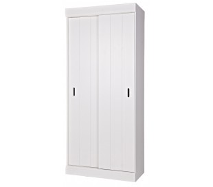 Skab i lakeret fyrretræ H191 x B118 x D47 cm - Hvid 2