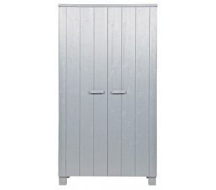 Dobbeltskab i fyrretræ H190 x B95 x D44 cm - Børstet grå