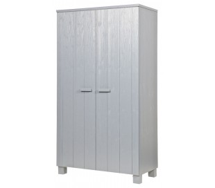 Dobbeltskab i fyrretræ H190 x B95 x D44 cm - Børstet grå 2