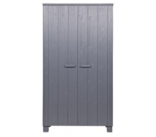 Dobbeltskab i fyrretræ H202 x B111 x D55 cm - Børstet grå