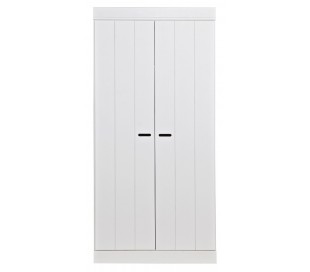 Skuffe- og hyldeskab i lakeret fyrretræ H195 x B48 x D45 cm - Hvid