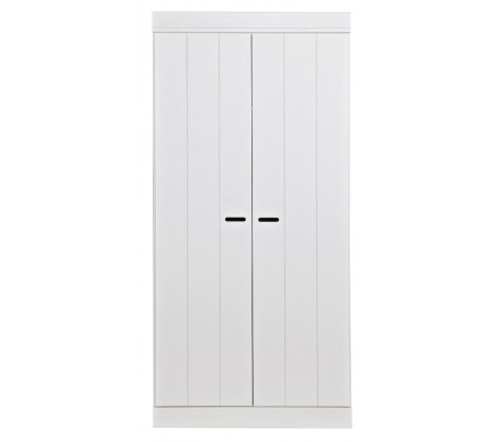 Skuffe- og hyldeskab i lakeret fyrretræ H195 x B48 x D45 cm - Hvid