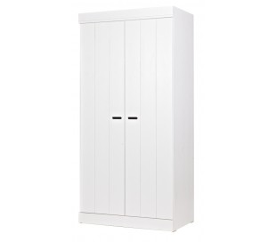 Skuffe- og hyldeskab i lakeret fyrretræ H195 x B48 x D45 cm - Hvid 2