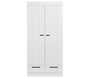 Klædeskab i lakeret fyrretræ H195 x B94 x D53 cm - Hvid