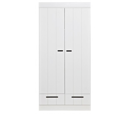 Klædeskab i lakeret fyrretræ H195 x B94 x D53 cm - Hvid